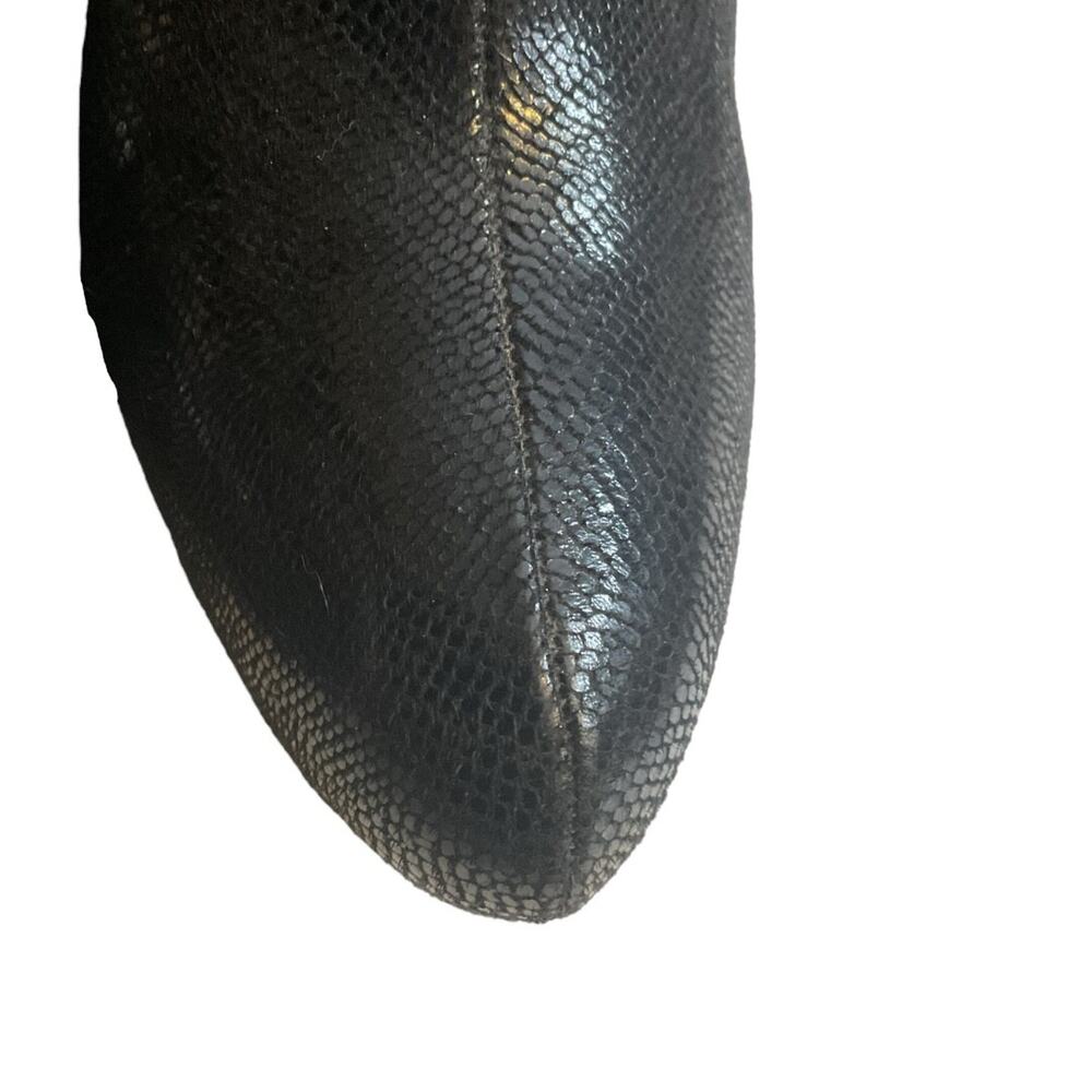 White House Black Market Black Booties 9.5M Lizard Embossed Stiletto Heel - Picture 8 of 15